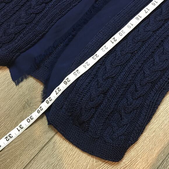 Chico's Blue Open Light long Knit Cardigan with chiffon edge Size 1 - Picture 5 of 7